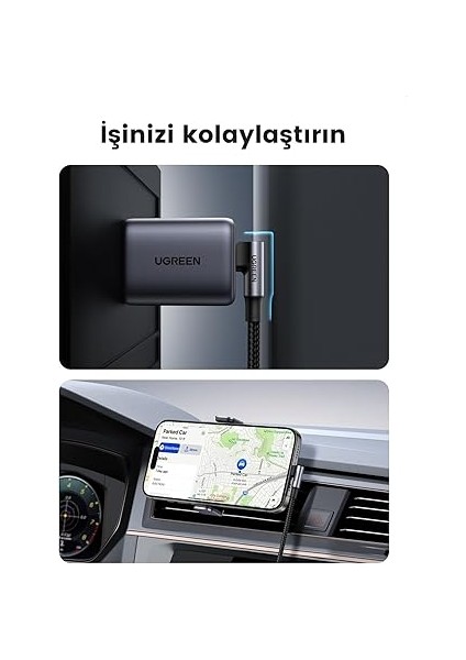 Type-C To Type-C 100 W 5A Örgülü 90 Derece Şarj Kablosu 2 Metre indirimleri