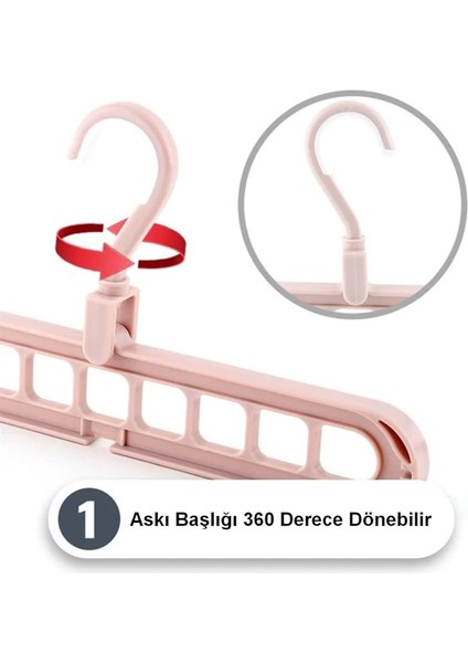 Elbise Askısı 9 Gözlü Akıllı Askı Sihirli Askılık - 5 Adet indirimleri