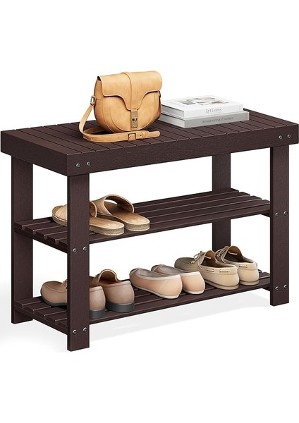 Ayakkabı Rafı Tezgahı, 3 Katmanlı Bambu Ayakkabı Depolama Düzenleyici, Giriş Tezgahı, 250 Lbs'ye Kadar Tutar, 25 x 27,6 x 40,8 Cm, Giriş Yolu Banyo Yatak Odası Için, Kahverengi ULBS04Z