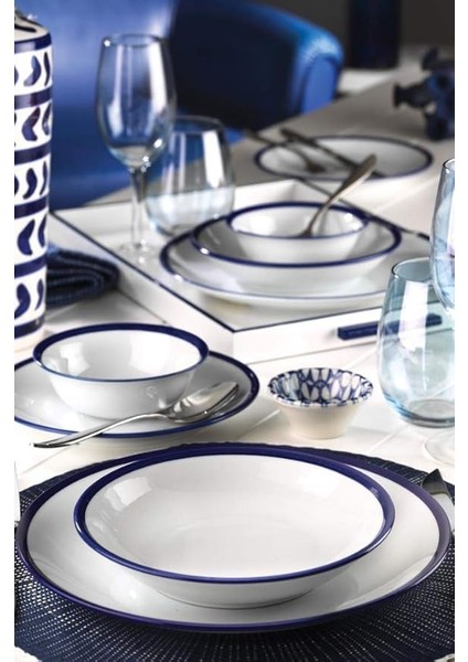 Porselen En Otel 6 Kişilik 24 Parça Kobalt Yemek Takımı
