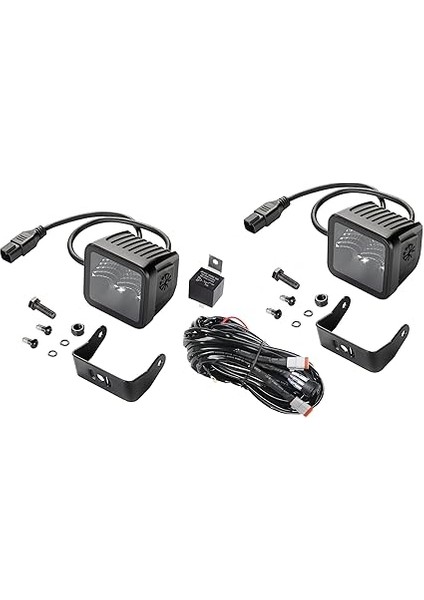 Led-Uzun Huzme Far Cube Kit 3.2" - 12/24V - 3000LM - Dörtgen - Yakın Alan Aydınlatması - Kablo Uzunluğu: 500MM - Soket Modeli: Deutsch Soket - Takım - Miktar: 2 LED Lightbar modelleri