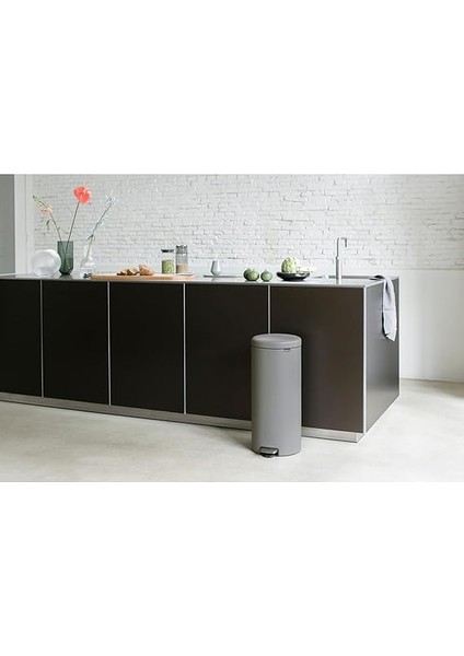 Tret Çöp Kovası, Iç Kovalı, Plastik, Çelik, Mineral Concrete Grey, 30 Litre indirimleri