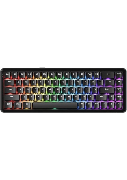 Ajazz AK680 Max%68 Manyetik Switch, 3000MAH Batarya 8000 Hz KABLOLU-1000 Hz Polling Rate Kablosuz Manyetik Klavye Rgb Arkadan Aydınlatmalı Özelleştirilebilir Tuşlar (AK680 Max - Siyah)