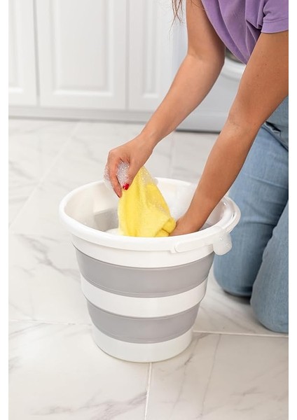 Kapısı Pratik Katlanabilir Akordiyon Plastik Kova 12,8 Lt modelleri