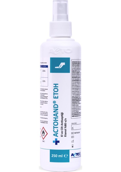 Etoh 250 ml – El ve Cilt Antiseptiği |%80 Etanol (V/v) Içerikli Hızlı Etkili Dezenfektan | Zararlı Mikroorganizmalara Karşı Etkin Koruma | Cilt Dostu, Hızlı Kuruyan Formül