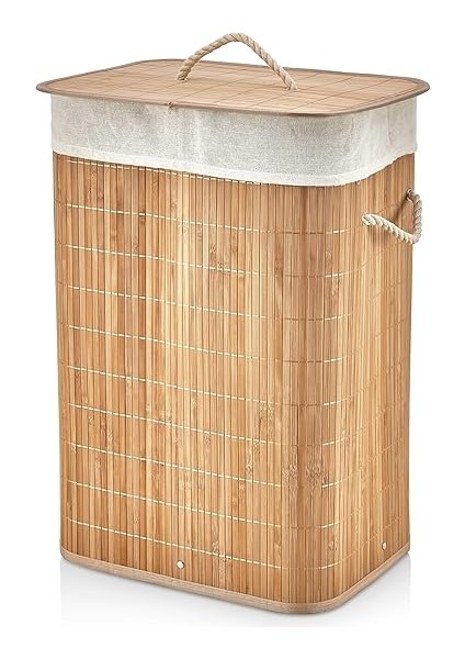 El Yapımı Hasır Katlanır Çamaşır Sepeti Dikdörtgen 72 Litre (40CM*30CM*61CM), Doğal Malzemeden Üretilmiş Çamaşırlık, Bambu Kirli Çamaşır Sepeti fiyatları