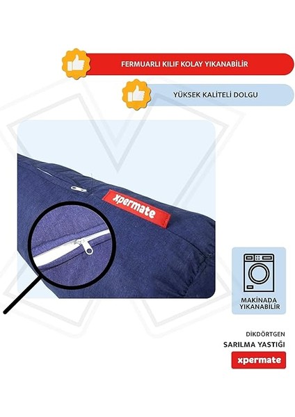 Sarılma Yastığı, Uyku Yastığı, Bacak Arası Yastığı Silindir 150 x 50 x 20 cm (Lacivert) fırsatları