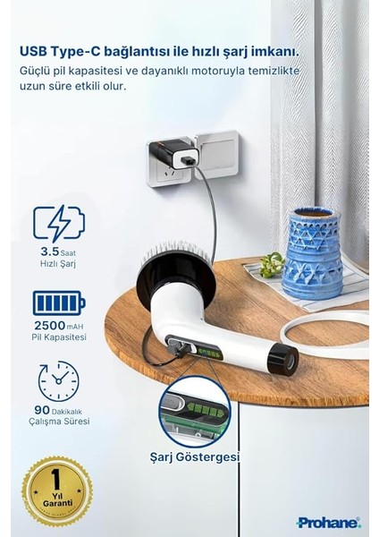 Elektrikli Temizlik Fırçası, Şarjlı Temizlik Fırçası 7 Adet Farklı Başlık Ile, Mutfak ve Banyolarda Birçok Temizlik Görevi Için, Küvet, Duş, Fayans ve Zemin Için Temizlik Malzemeleri fırsatları