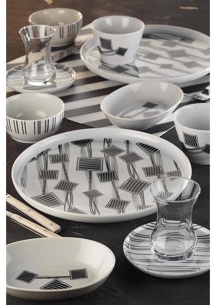 Porselen Moderna 30 Parça 6 Kişilik Kahvaltı Takımı 12007