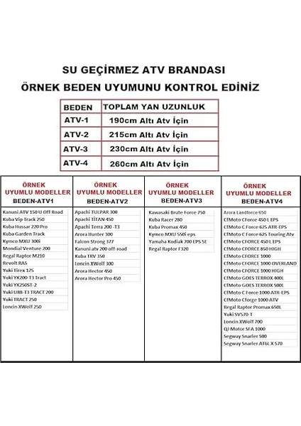 Atv Brandası, Su Geçirmez, Iç ve Dış Mekanlarda Kullanılabilir, Quad Cover Için Örtü, Toka, Kar Geçirmez, Toz Geçirmez (Atv-3) modelleri