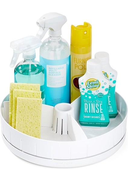 Sinksuite Lavabo Altı Döner Tabla, Ayarlanabilir Bölücüler, Mutfak Dolabı Veya Banyo Saklama Için Lazy Susan Düzenleyici