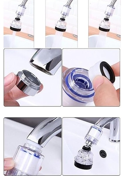 Arıtmalı 3 Fonksiyonlu Şeffaf 360 Derece Döner Musluk Başlığı Güçlendirici Hazneli fiyatları