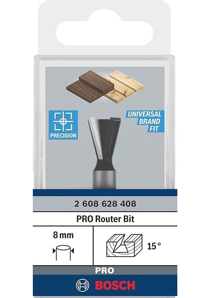 Professional Bosch Professional Aksesuar 2 608 628 408 Çinko Freze Ucu 8 Mm, D1 14,0 Mm, U 14,0 Mm, 15° fiyatları