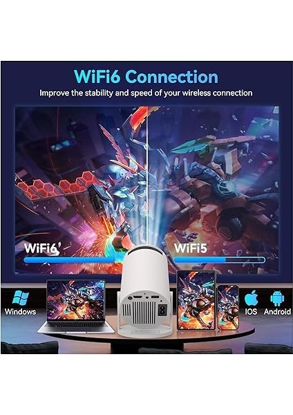 Projektör HY300 Pro - 1080P Full Hd Görüntü Kalitesi, 8000 Lümen, Uzaktan Kumanda, 5g Wifi 6 Bluetooth 5, Android 11, Otomatik Keystone, 40"-130" Ekran Projeksiyon Cihazı fiyatları