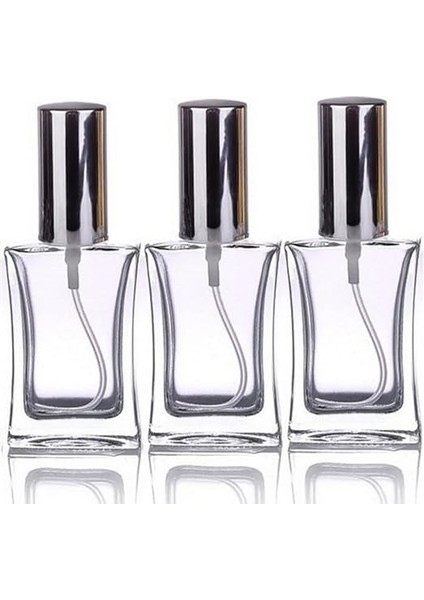 3 Adet 50 ml Cam Yeniden Doldurulabilir Sprey Kolonya Boş Parfüm Şişesi Gümüş Renk Kapaklı fiyatları