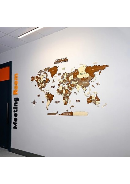 Katmanlı 3D Ahşap Dünya Haritası Ingiizce (L_karışık Renk) modelleri