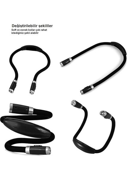 Akrobatik LED Eller Serbest Esnek Boyun Kitap Okuma Işığı Çalışma Lambası Pille Çalışan, Piller Dahil Değildir fırsatları