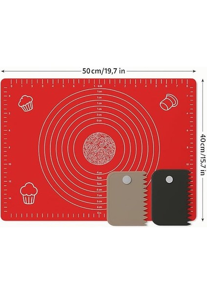 Store Hamur Açma Matı 50X40 cm ve 3'lü Plastik Kesme Kazıma Aparatı – Silikon Kaymaz Mat + Çok Amaçlı Mutfak Kazıyıcı Seti (Kırmızı) fiyatları
