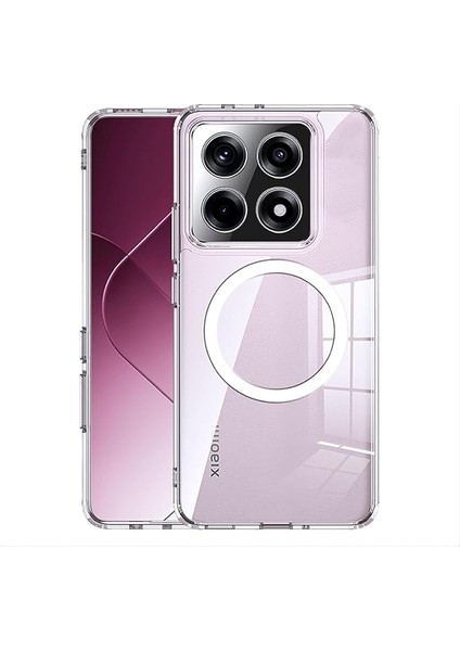 Xiaomi Mi 14T Pro Uyumlu Kamera Korumalı Magsafe Wireless Şarj Özellikli Sert Sararmaz Kristal Şeffaf Kılıf (Şeffaf, Xiaomi Mi 14T Pro)