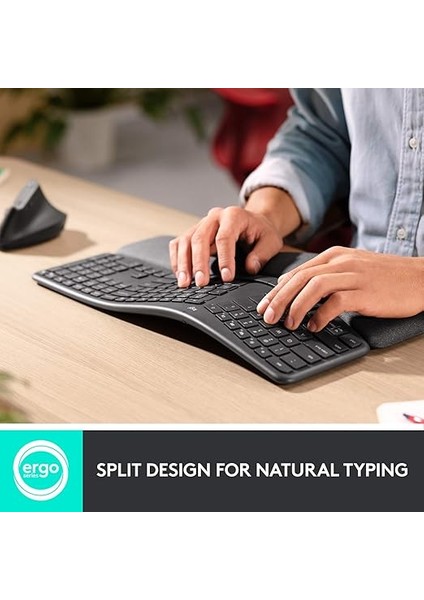 Ergo K860 Kablosuz Ergonomik Klavye Bölünmü? Klavye Düzeni, Bileklik, Do?al Yazma, Leke Dayan?kl? Kuma?, Windows/mac, Bluetooth + Usb, Windows/mac, Qwerty Uk ?ngilizce Düzeni Gri modelleri