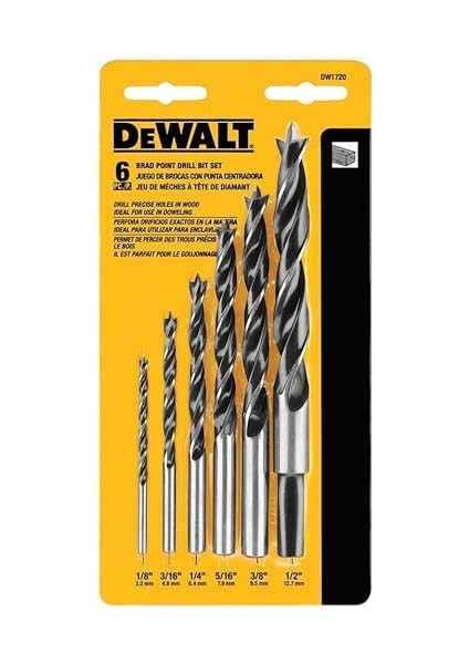 DW1720 Brad Point Bit Set, 6-Piece