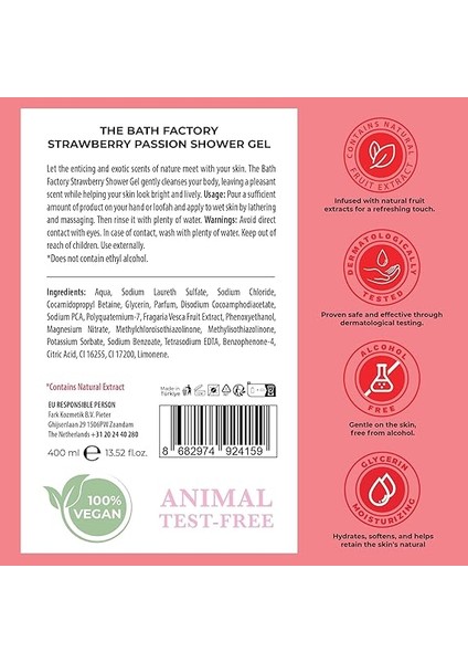 Bath Factory Nemlendirici ve Besleyici Çilek Aromalı Duş Jeli 400 ml fiyatları