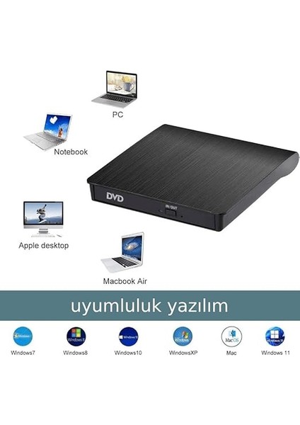 Harici DVD Rw External Taşınabilir Ultra Ince USB 3.0 CD DVD Yazıcı Okuyucu fiyatları