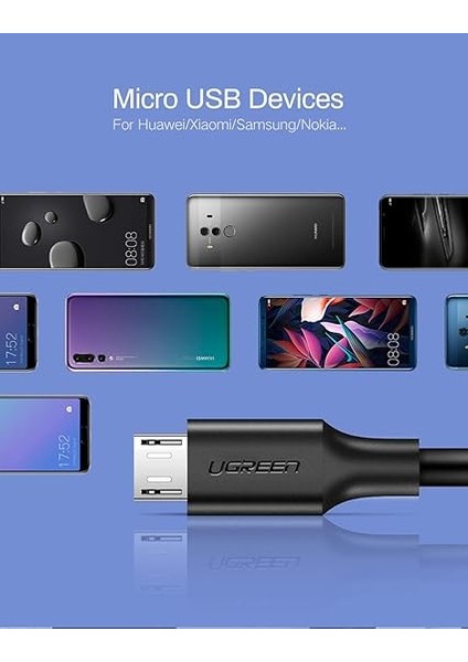 Micro USB Data ve Şarj Kablosu, Siyah, 1.5 Metre indirimleri