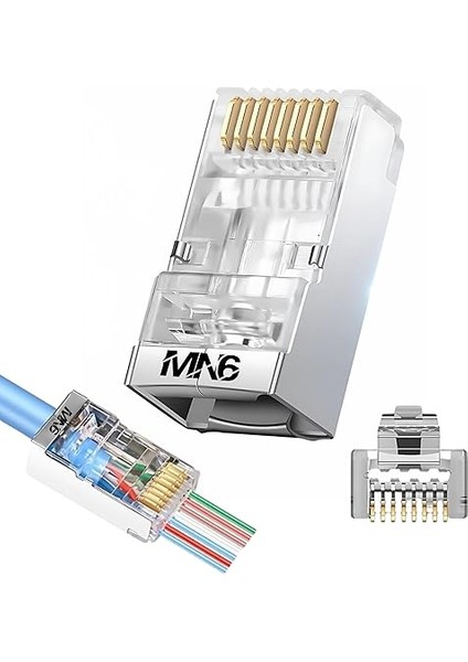 M117XF Cat6 Jack/35 Adet-Metal Ez/yeni Nesil RJ45 Cat6-8p/8c Açık Uçlu/cat6 Konnektör (Cat6 Metal Ez Jack, 35)