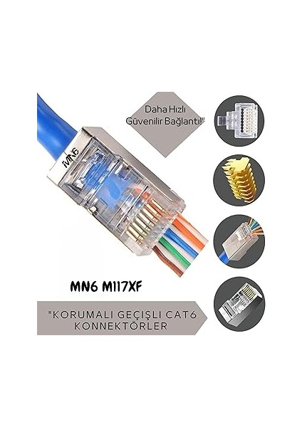 M117XF Cat6 Jack/35 Adet-Metal Ez/yeni Nesil RJ45 Cat6-8p/8c Açık Uçlu/cat6 Konnektör (Cat6 Metal Ez Jack, 35) indirimleri