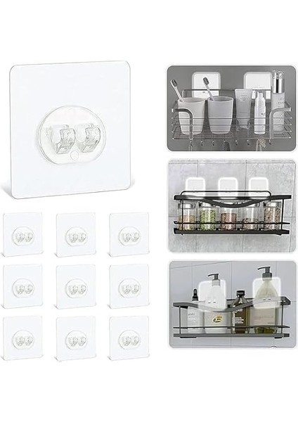 Kendinden Yapışkanlı Kanca, 20 Adet, 6x6 Cm, Şeffaf Akrilik, Banyo ve Mutfak Için Duş Rafı Askısı ve Havlu Askısı modelleri