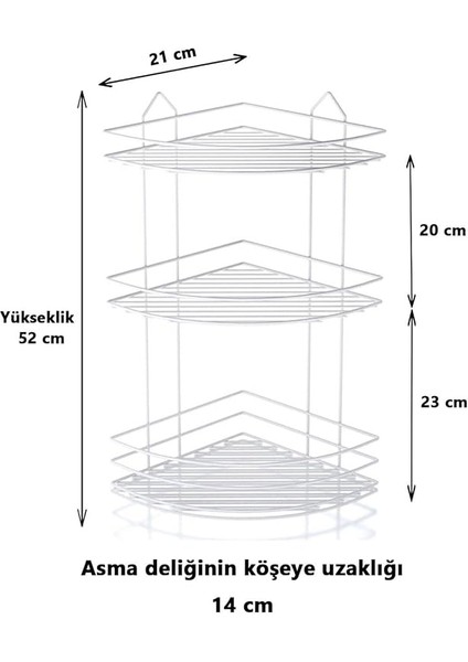 Haus Ömür Boyu Paslanmaz Yapışkanlı Banyo Köşeliği Düzenleyici Şampuanlık Duş Rafı Beyaz Ek-03 modelleri