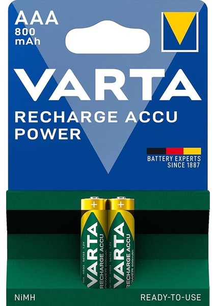 Rechargeable Accu 2 Aaa 800 Mah R2U, Yeşil/gri