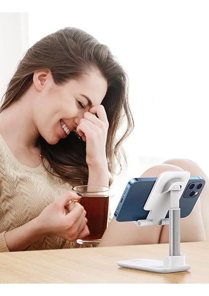 Katlanabilir Telefon Tutacağı iPhone ile Uyumlu Galaxy Redmi Huawei (Beyaz) modelleri