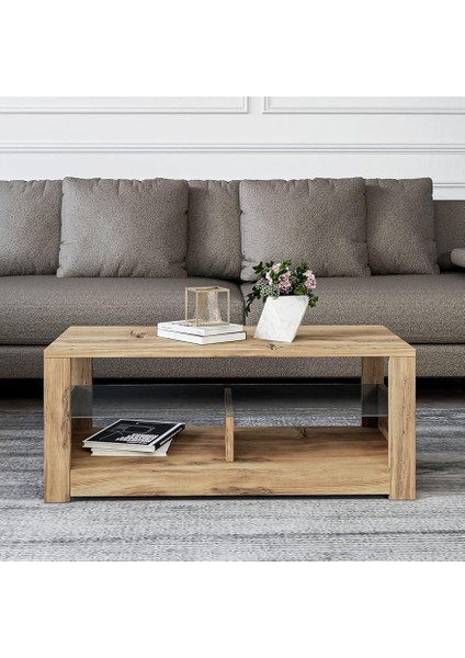 Cam Raflı Orta Sehpa Naturel, Ev-Ofis