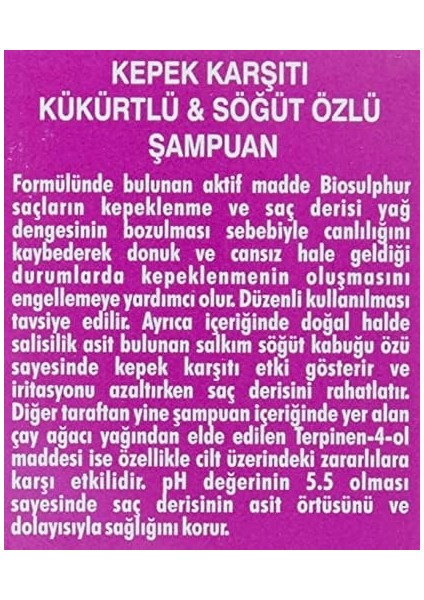 Kepek Karşıtı Kükürtlü ve Söğüt Özlü Şampuan (200 Ml) fırsatları