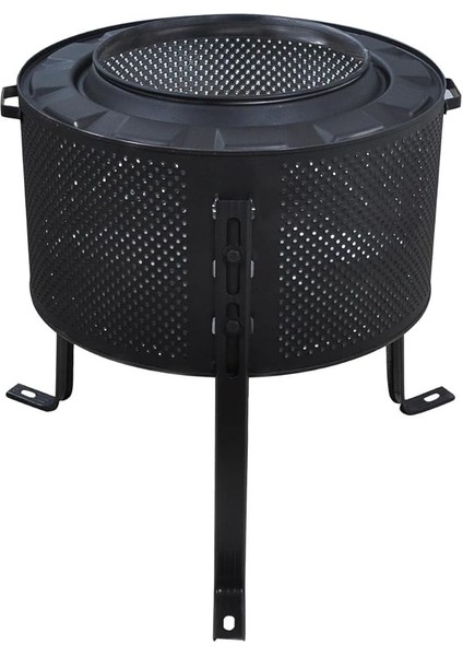 Mekan Bahçe Şöminesi Ateş Çukuru Siyah Renk Statik Boyalı Fırınlanmış