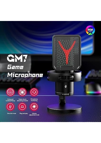 Yanmai Bilgisayar Masaüstü Profesyonel Vlog Canlı Yayın Podcast Mikrofon Kiti Tak Çalıştır USB Kablolu Örnekleme Hızı 48KHZ, Frekans Yanıtı 80HZ-16KHZ Gm7-B (GM7B) modelleri