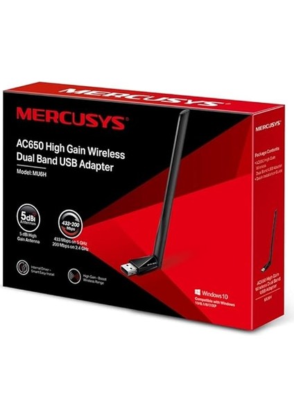 MU6H, AC650 Yüksek Kazançlı Kablosuz Çift Bantlı USB Adaptör indirimleri