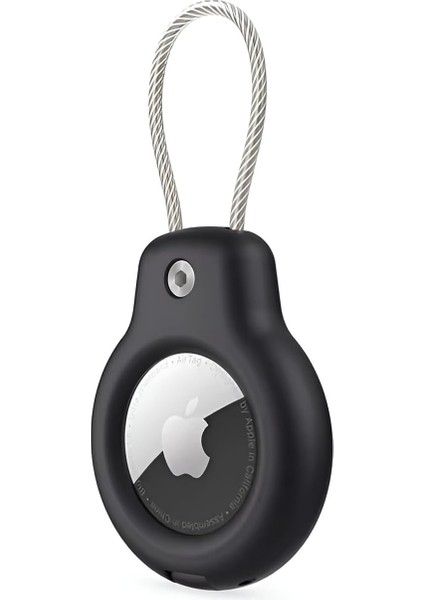 Airtag Için Superlock Serisi Kilitli Kılıf ve Airtag Için Darbelere Karşı Ultra Güçlü Koruyucu Anahtarlık (Siyah)