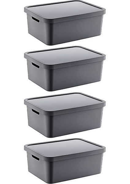 4'lü Set Stafi Çok Amaçlı Kapaklı Kutu Antrasit 12 Lt - Antrasit, Çok Amaçlı Kapaklı Kutu, Ev-Ofis-Depo Için, Kapaklı Saklama Kutusu fiyatları