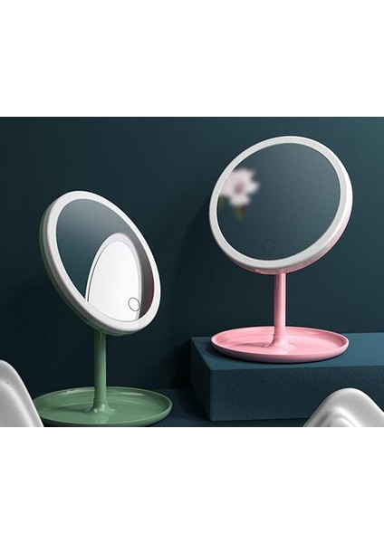 Dokunmatik LED Işıklı Makyaj Aynası | USB Bağlantılı, Ayarlanabilir Parlaklık, Masaüstü ve Portatif, Yuvarlak Tasarım - Beyaz indirimleri
