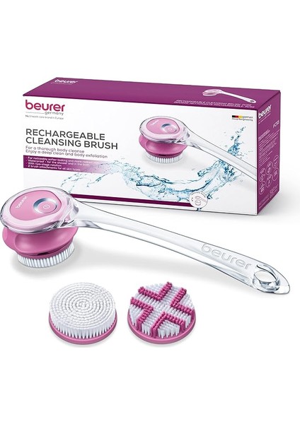 FC55 Vücut Fırçası, Peeling ve Masaj Için Elektrikli Vücut Fırçası, Duş Için Su Geçirmez Temizleme Fırçası, Kablosuz ve Şarj Edilebilir, 2 Başlıklı Döner Cilt Fırçası