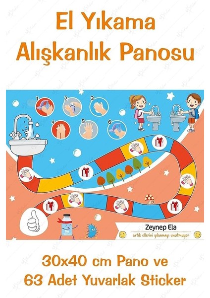 ve Eğitici El Yıkama Eğitimi Sticker Panosu 30 x 40 cm