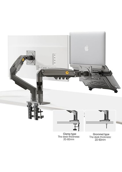 Bayou Nb 10-17" Dizüstü Bilgisayar Için Ayarlanabilir Tepsili Dizüstü Bilgisayar Montajı, 17-30" Monitör Için Vesa Plakalı Tam Hareket Kolu, Kelepçeli Gromet Montajı F160-FP (Siyah) fiyatları