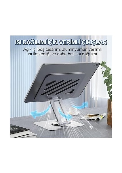 Tablet Standı 360° Dönebilen Tablet Tutucu Katlanabilir Alüminyum Tablet ve Telefon Standı - Gri fırsatları
