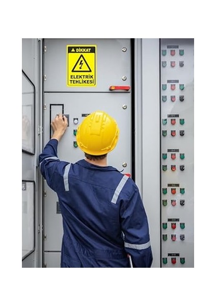 Elektrik Tehlikesi Yapışkanlı Folyo Sticker Etiket 10 x 15 cm Uyarı Levhası fırsatları