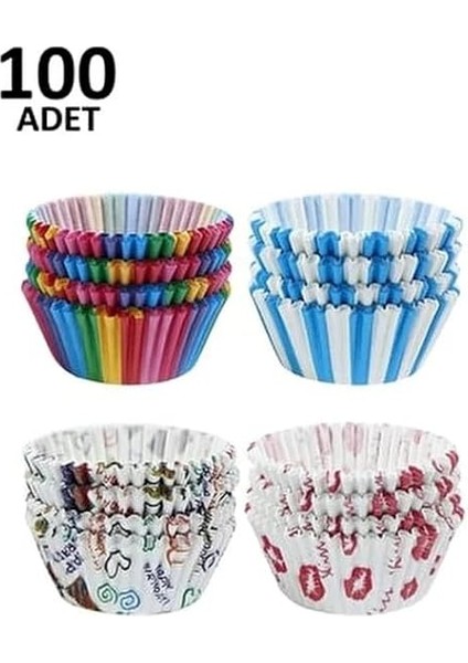 Cupcake Kalıbı, Renkli Muffin Kağıdı 100 Adet modelleri