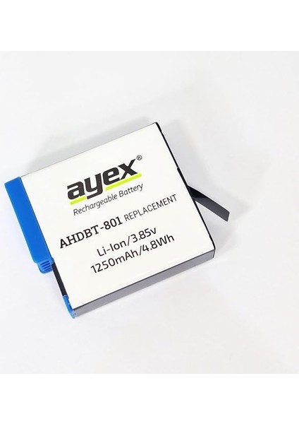 AHDBT-801 Batarya, Gopro Hero 8, 7, 6, 5 ile Uyumlu