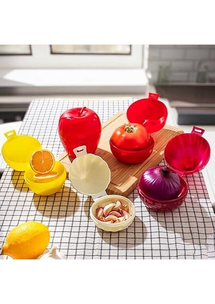 L-00393 5 Li Kilit Kapaklı Domates Soğan Limon Sarımsak Elma Sebze Saklama Kabı Seti fiyatları